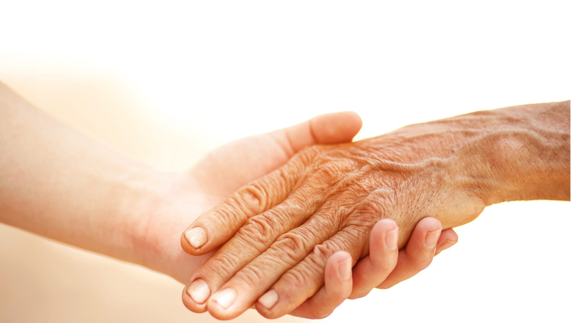 Young person holding an elderly person's hand