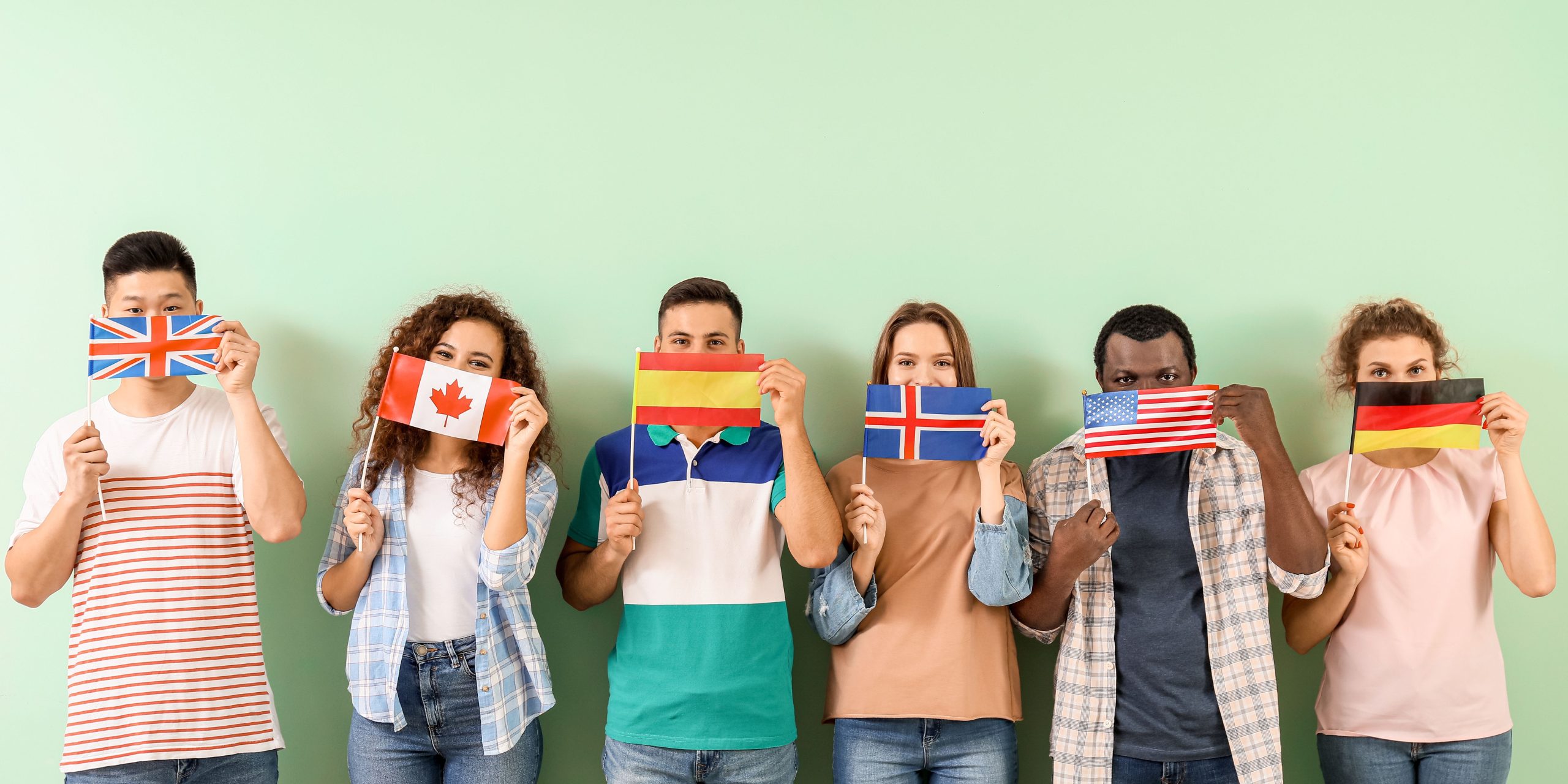 International carers holding national flags